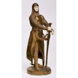 Kl. Bronze Maurice Favre(Frankreich, 1875 - 1915) "Le Preux" - Der Held, um 1900. Bräunlich