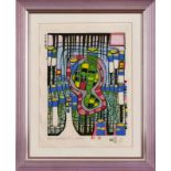 FarbholzschnittFriedensreich Hundertwasser 1928 Wien - 2000 An Bord der Queen Elizabeth 2 (