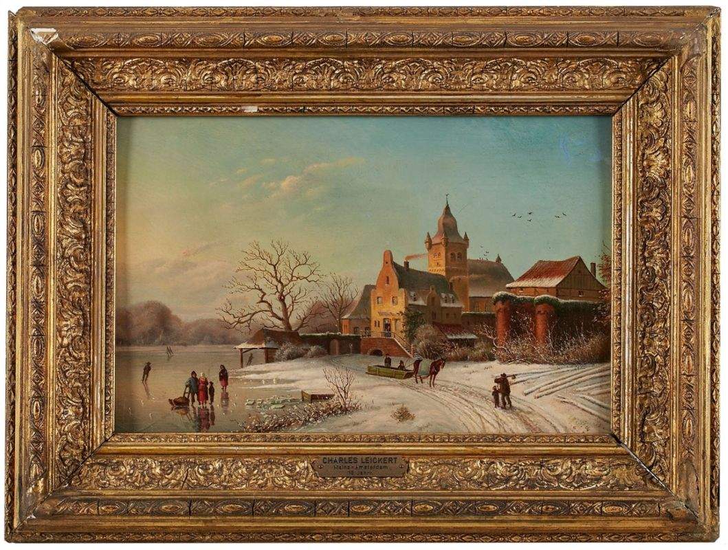 Gemälde Charles Leickert1818 Brüssel - 1907 Mainz Landschaftsmaler.  Schüler von B. J. van Hove,