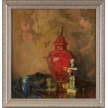 Gemälde Max Dürschke1875 Glatz - 1930 "Stilleben mit China Porzellan" u. li. sign. M. Dürschke Öl/