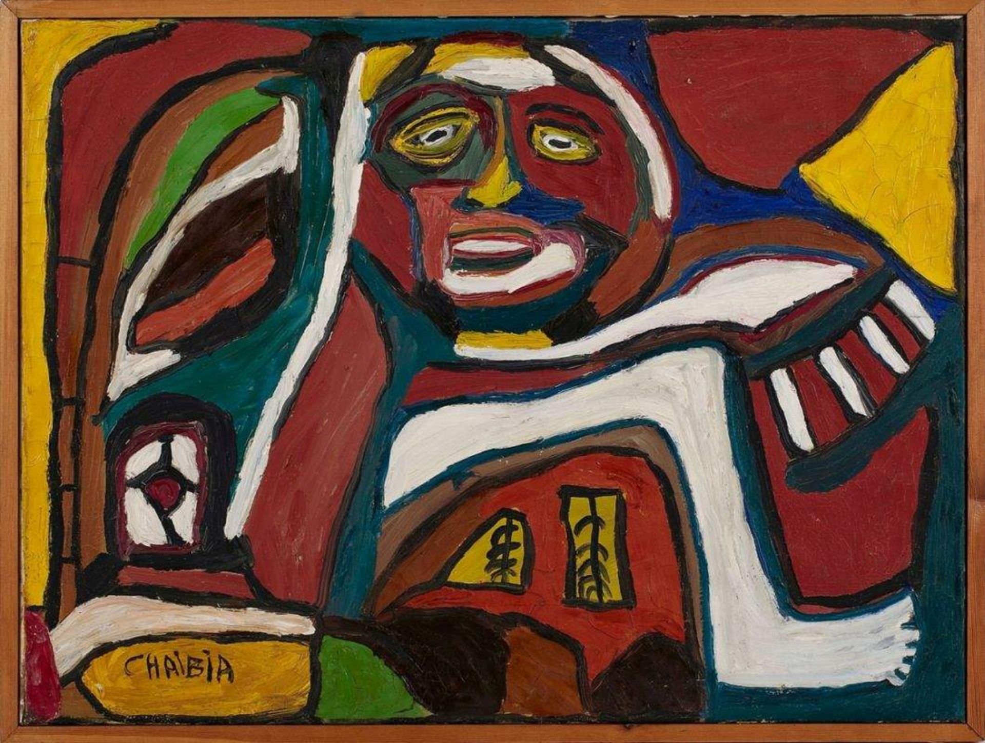Gemälde Chaïbia Talal1929 Chatou - 2004 Casablanca "o.T. - Figur", 1969 u. li. sign. Chaibia Öl/