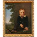 Gemälde Bildnismaler des 19. Jh."Junge im Sonntagsanzug" Öl/Lwd., 81 x 64,5 cm, restauriert