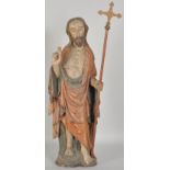 Auferstandener Christus, Oberlausitz/Böhmen, um 1410/20Lindenholz, geschnitzt, alte Farbfassung,