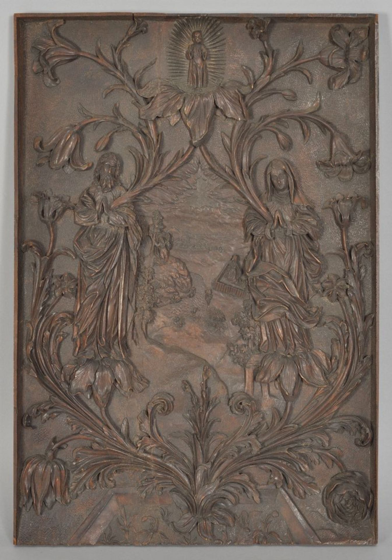 Heilige Familie, Süddeutschland, 16. Jh. oder RenaissancestilSchnitzrelief, Buchsbaum.