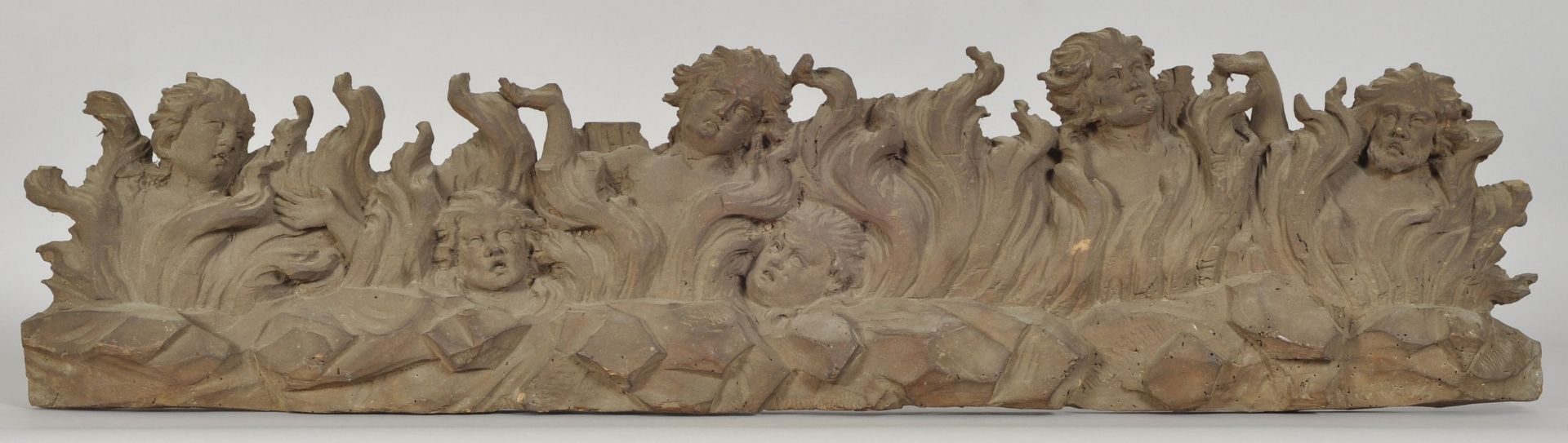 Arme Seelen im Fegefeuer, Oberlausitz/Böhmen (?), um 1700Relief, Laubholz, halbplastisch geschnitzt,