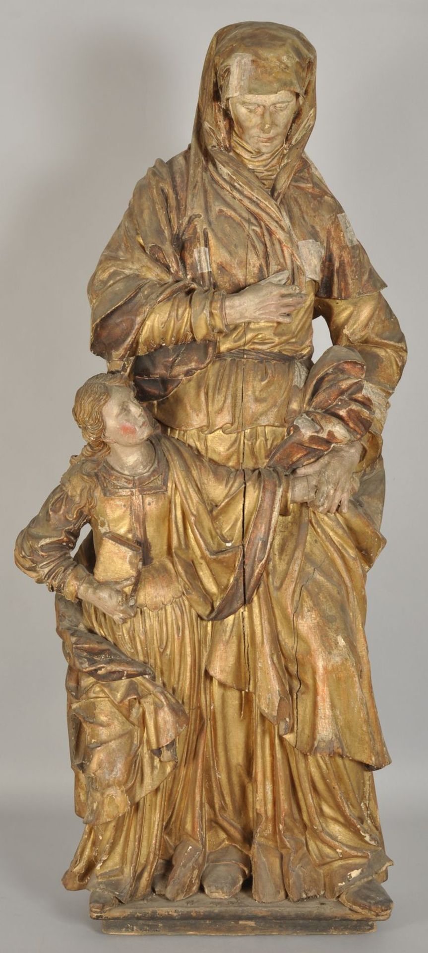 Figurengruppe Anna und Maria,nordböhmischer Meister, um 1700 Lindenholz, alte Goldfassung (