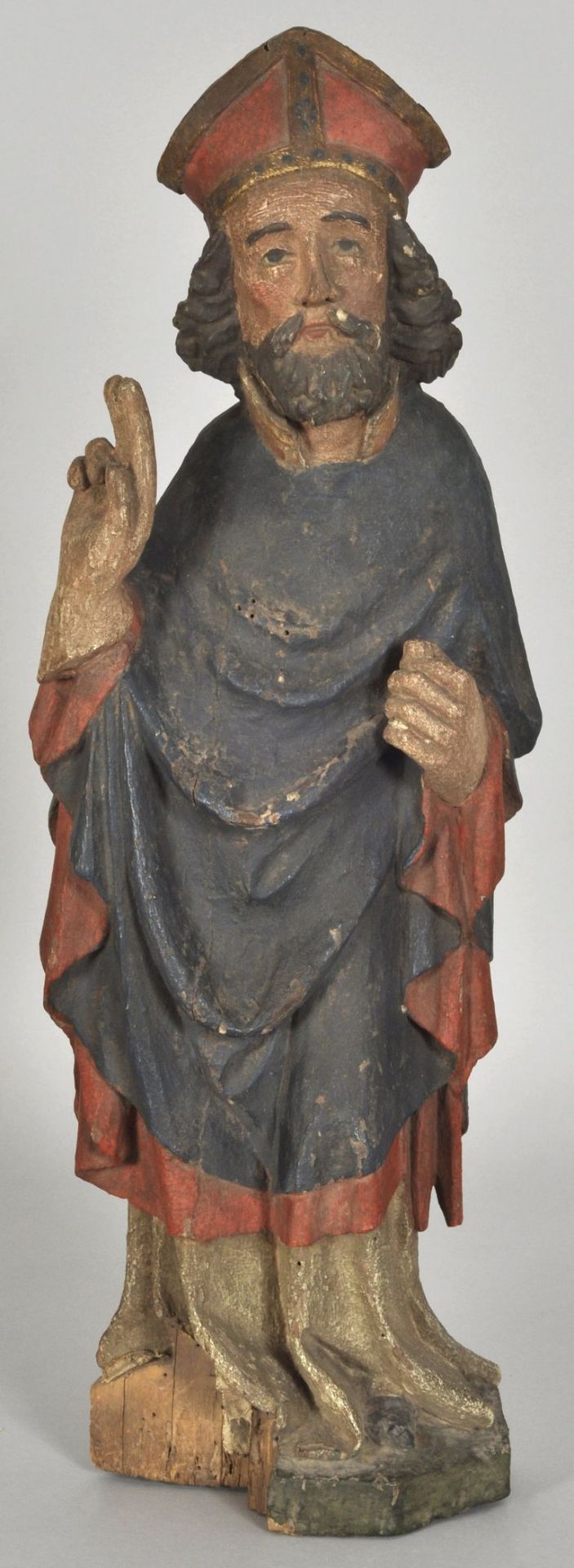 Heiliger Bischof, segnend, Oberlausitz/Böhmen, fr. 15. Jh.Laubholz, geschnitzt, Rückseite