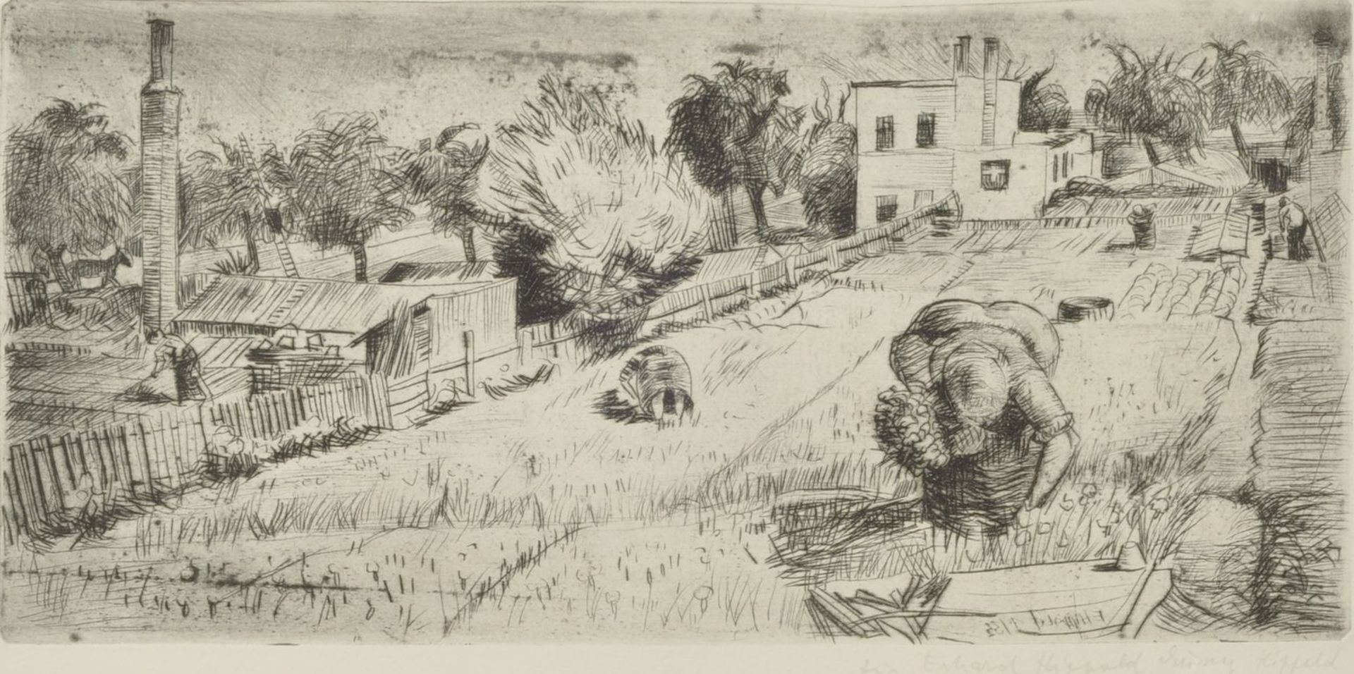 Hippold, Erhard. 1909 Wilkau-1972 Bad GottleubaArbeiterinnen auf einem kleinen Feld, 1933.