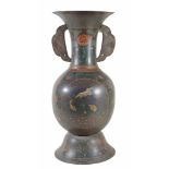 A large Japanese cloisonne' vase , of archaistic shape, with splayed rim  A large Japanese