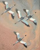 Keith Shackleton (b.1923) - Pattern of flight: Crested Cranes Oil on board Signed and dated '