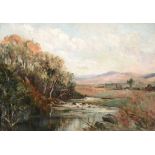 Mary Scott (20th century) - Duntocher Burn, above Duntiglennan Oil on canvas 26 x 36 cm. (10 1/4 x