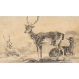 Sawrey Gilpin (1733-1807) - Study of fallow deer Black chalk, with grey wash 10 x 17 cm. (4 x 6 3/