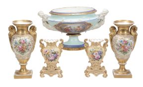 A selection of mostly Paris porcelain, 19th century and later  A selection of mostly Paris