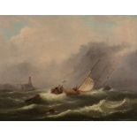 Robert Jobling (1841-1923) - Vessels in a swell off the coast Oil on canvas 29 x 37.5 cm (11 1/2 x