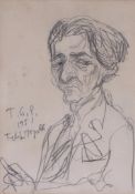 Feliks Topolski (1907-1989) - Portrait of Ronald Duncan; Portrait of Mrs Duncan A pair, charcoal