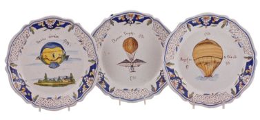 Eight Rouen-style fayence plates, various dates 20th century  Eight Rouen-style fayence plates,