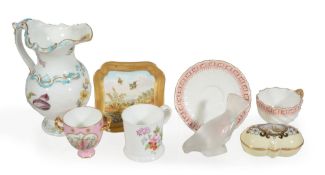An assortment of Coalport, other Staffordshire porcelain and a Lalique bird  An assortment of
