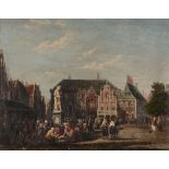 English School (19th century) - A Dutch Market Square Oil on canvas 40 x 51 cm (15 3/4 x 20 in)