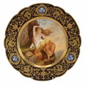 A Vienna-style plate, decorated with a classical maiden with mandolin  A Vienna-style plate,