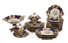 A John Ridgway porcelain 'Rococo revival' part dessert service, circa 1845  A John Ridgway porcelain