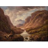 Charles Towne the Younger (1781-1854) - Cattle Drover in a Highland landscape Oil on panel Scratched