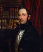 Continental School (19th century) - Portrait of a gentleman in a library interior Oil on canvas 46 x