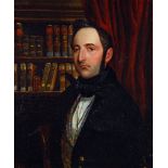 Continental School (19th century) - Portrait of a gentleman in a library interior Oil on canvas 46 x