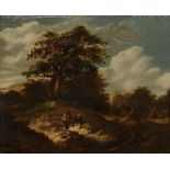 Norwich School (19th century) - Figures resting in a wooded landscape Oil on canvas 25.5 x 30.5