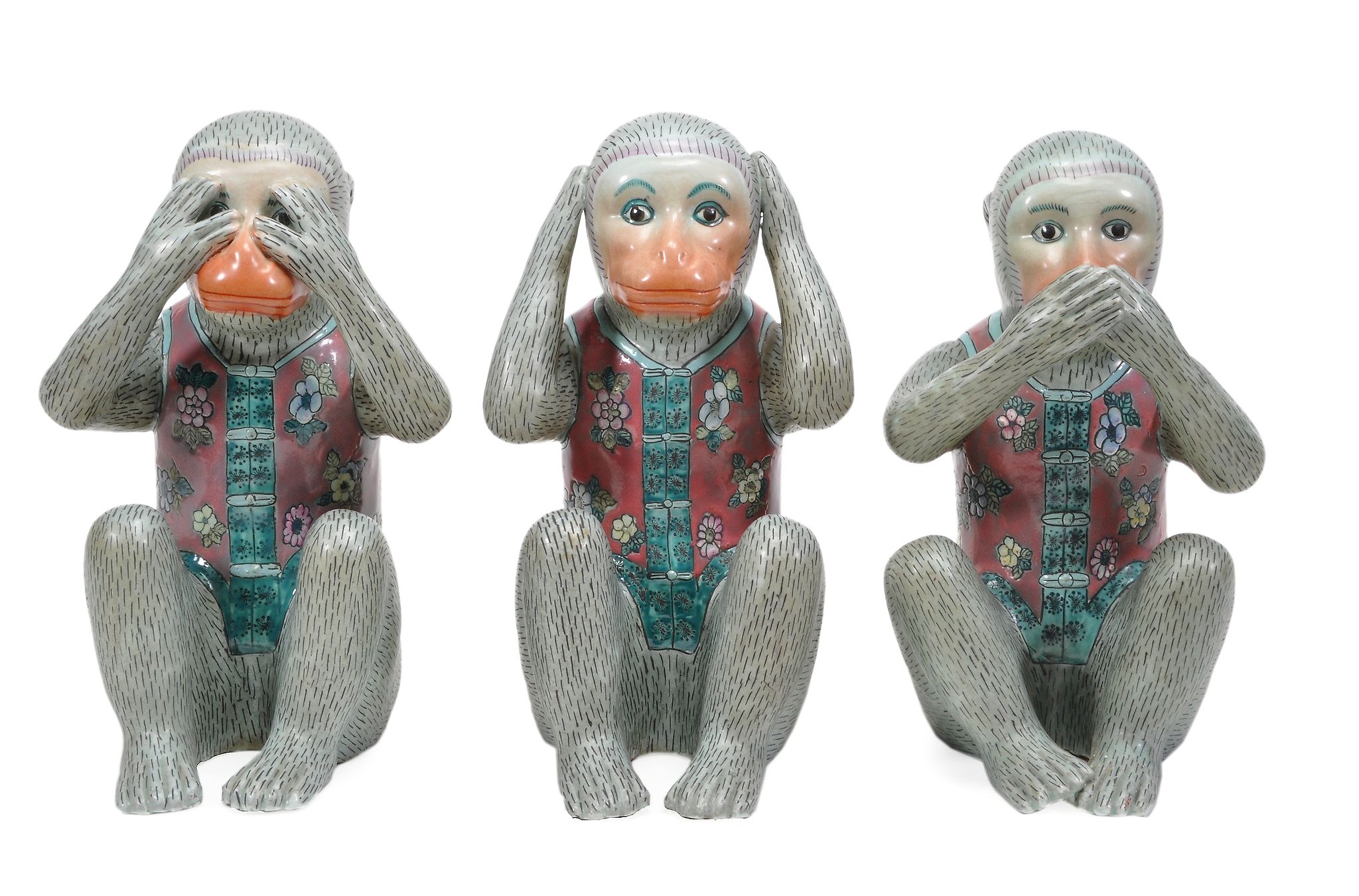 A group of three modern Chinese porcelain models of monkeys  A group of three modern Chinese - Image 2 of 2