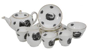 A Queensware tea service in Clovelly View pattern designed by Rex Whistler,  Rex Whistler for