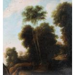 Dutch School (18th/19th century) - Sheep and Shepherd in a wooded landscape Oil on canvas Unframed