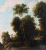 Dutch School (18th/19th century) - Sheep and Shepherd in a wooded landscape Oil on canvas Unframed