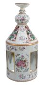 A Chinese Export famille rose porcelain lantern of cilindrical shape A Chinese Export famille rose
