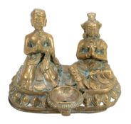 A Nepalese brass oil lamp , 19th century or earlier  A Nepalese brass oil lamp  , 19th century or