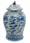 A Chinese blue and white porcelain baluster jar and cover  A Chinese blue and white porcelain