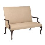 A mahogany and upholstered settee in Queen Anne style  A mahogany and upholstered settee in Queen