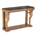 A carved pine console table in early 19th century style, 20th century  A carved pine console table