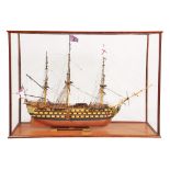 A scale model of HMS Victory, 20th century, presented in a glazed case A scale model of HMS Victory,