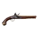 An English flintlock holster pistol, late 18th century  An English flintlock holster pistol,