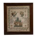 A William IV or early Victorian needlework sampler  A William IV or early Victorian needlework