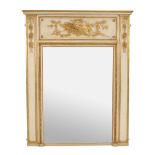 A pair of cream painted and parcel gilt wall mirrors in the Louis XVI style  A pair of cream painted