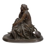After Alexandre Schoenewerk , a patinated bronze model of Sappho  After Alexandre Schoenewerk (
