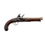 An English cannon-barrelled flintlock holster pistol, late 18th century  An English cannon-barrelled