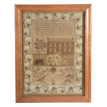 A George IV needlework sampler, the work of Mary Evans, Finished 1828  A George IV needlework