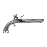 A Scottish steel flintlock belt pistol, late 18th century  A Scottish steel flintlock belt pistol,