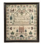 A George IV silk on linen needlework sampler, the work of Elizebeth Boughton  A George IV silk on