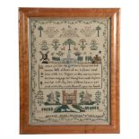 A George IV needlework sampler, the work of Elizabeth James, December 8th, 1824  A George IV