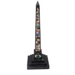 A Derbyshire sample marble inset polished black slate obelisk, circa 1875  A Derbyshire sample