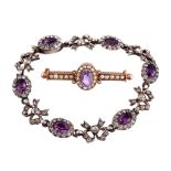 A Victorian purple and white paste bracelet, circa 1850  A Victorian purple and white paste