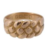 An 18 carat gold keeper ring, Birmingham, 1901, finger size P 1/2, 7.4g  An 18 carat gold keeper